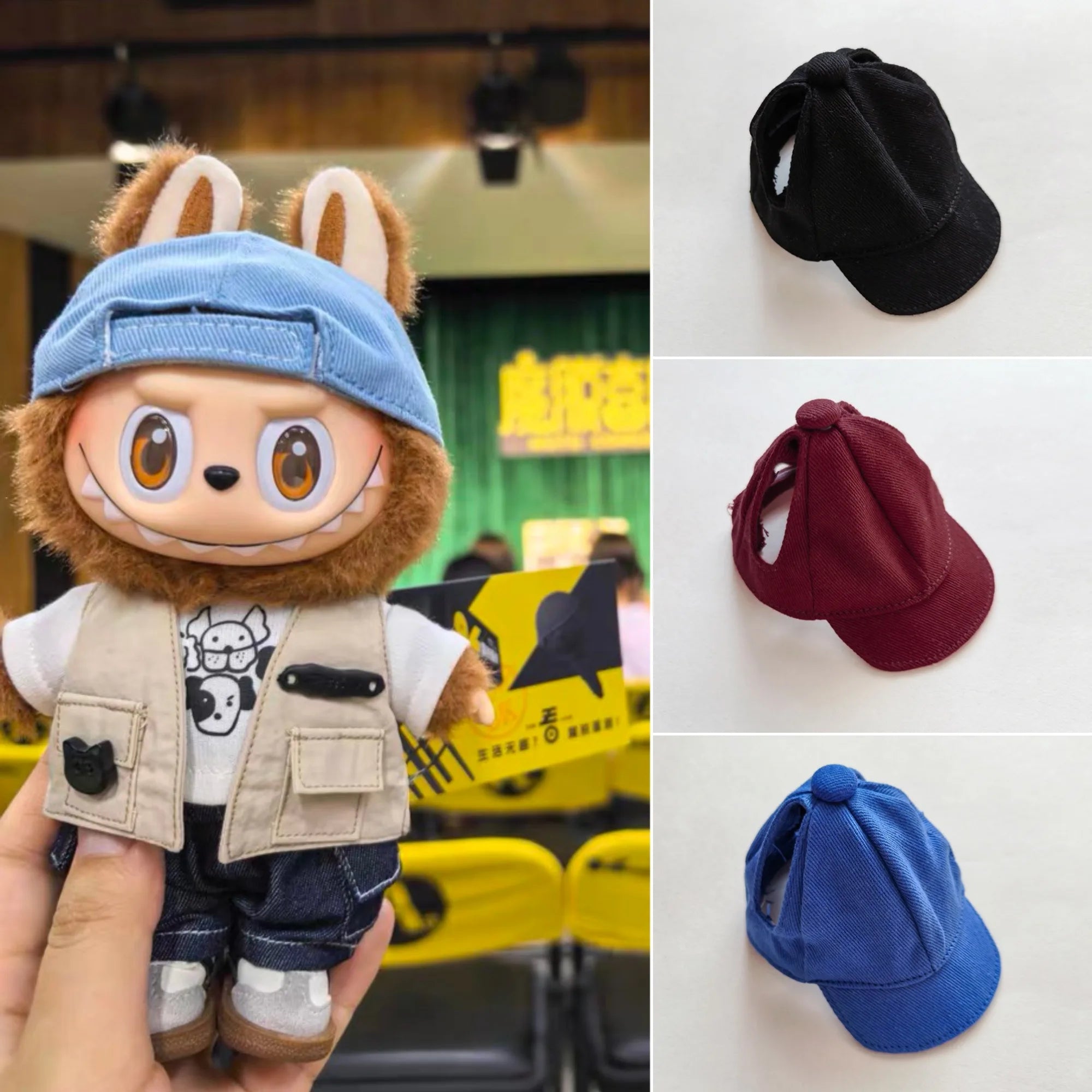 For 15/17cm Labubu Accessories Labubu Earless Baseball Hat Labubu Hat Outfit Accessories Fashion Gift