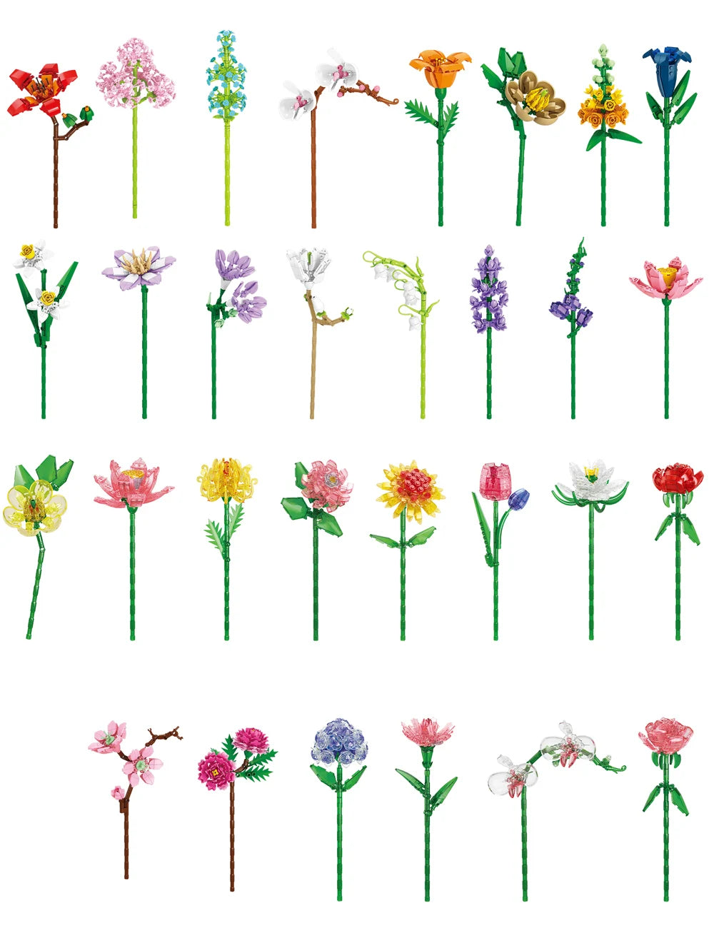Creativity Potted Plants Bouquet Rose Lily Flower Home Desk Plant Decoration Assemble Building Blocks Bricks Toys Girls Gift