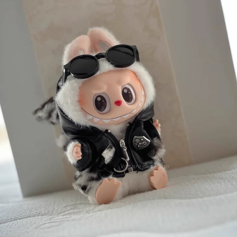 15/17cm Labubu Leather Jacket 10cm Labubu Clothes Punk Style Jacket Changing Game Clothes Labubu Accessories Ropa Labubu