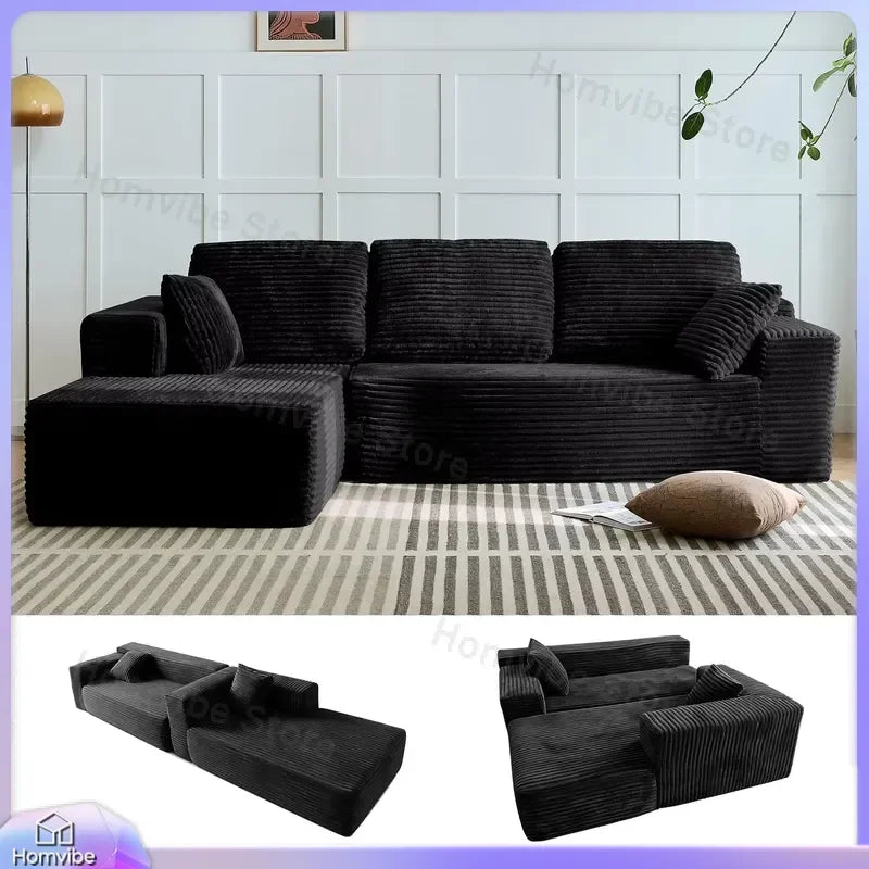 Modern L Shaped Convertible Sofa Bed 3 Seater Compressed Flat Pack Living Room Furniture Set Sofa for Small Spaces
