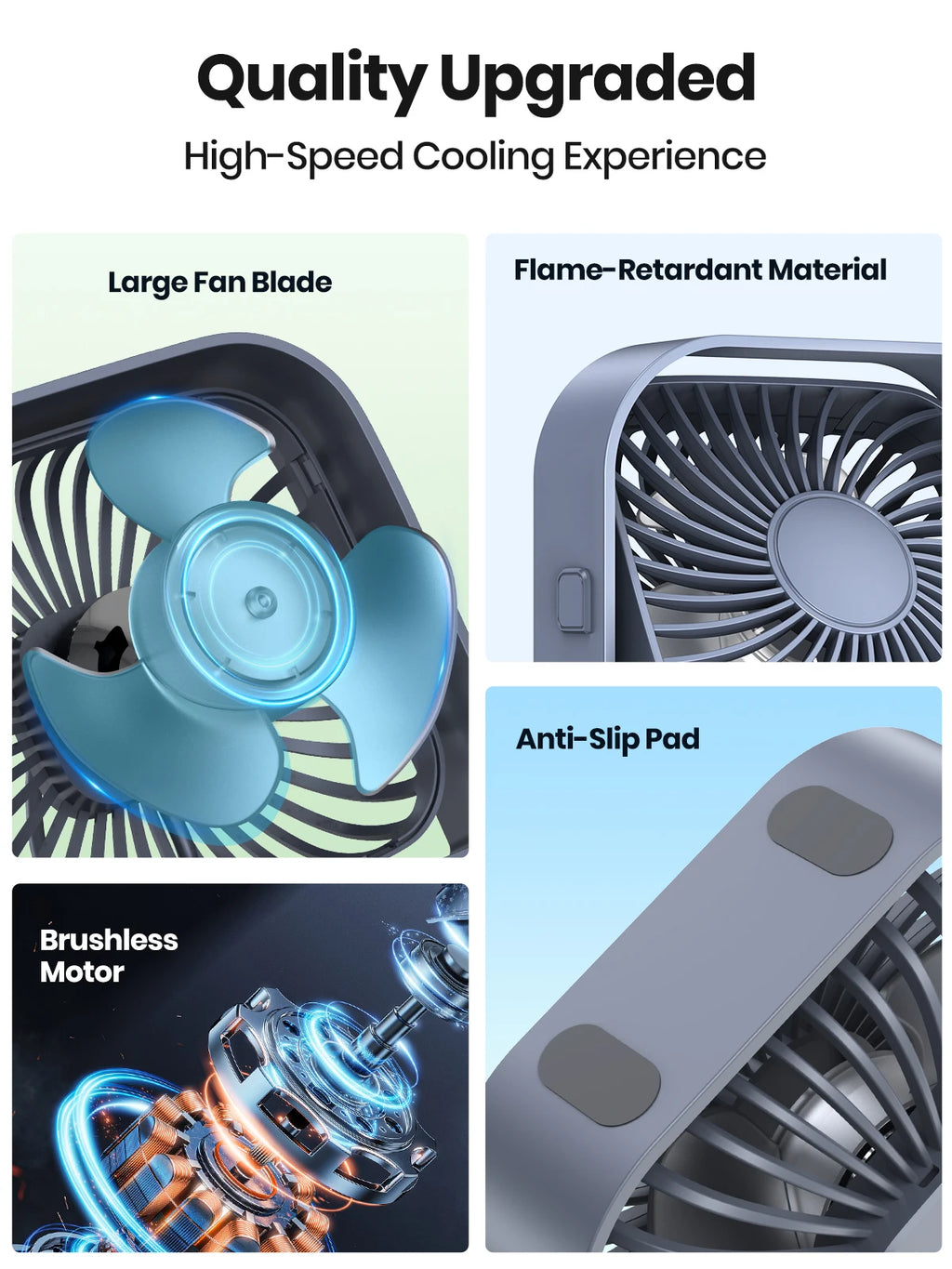 Portable Mini Fan USB Desk Fan Table Strong Airflow &Quiet Operation 3 Speed Wind 360°Rotatable Standing Fans for Room Home