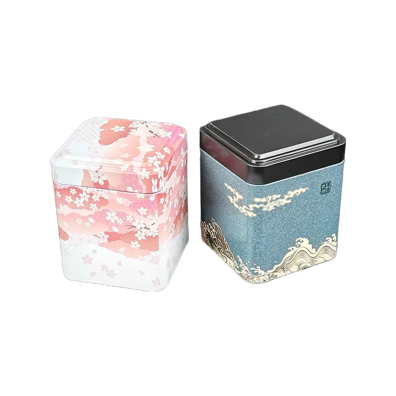 Tea Sealed Box  Kitchen Storage Container Jar Tin Square Can Candy Iron Canister Vintage Tea  Box