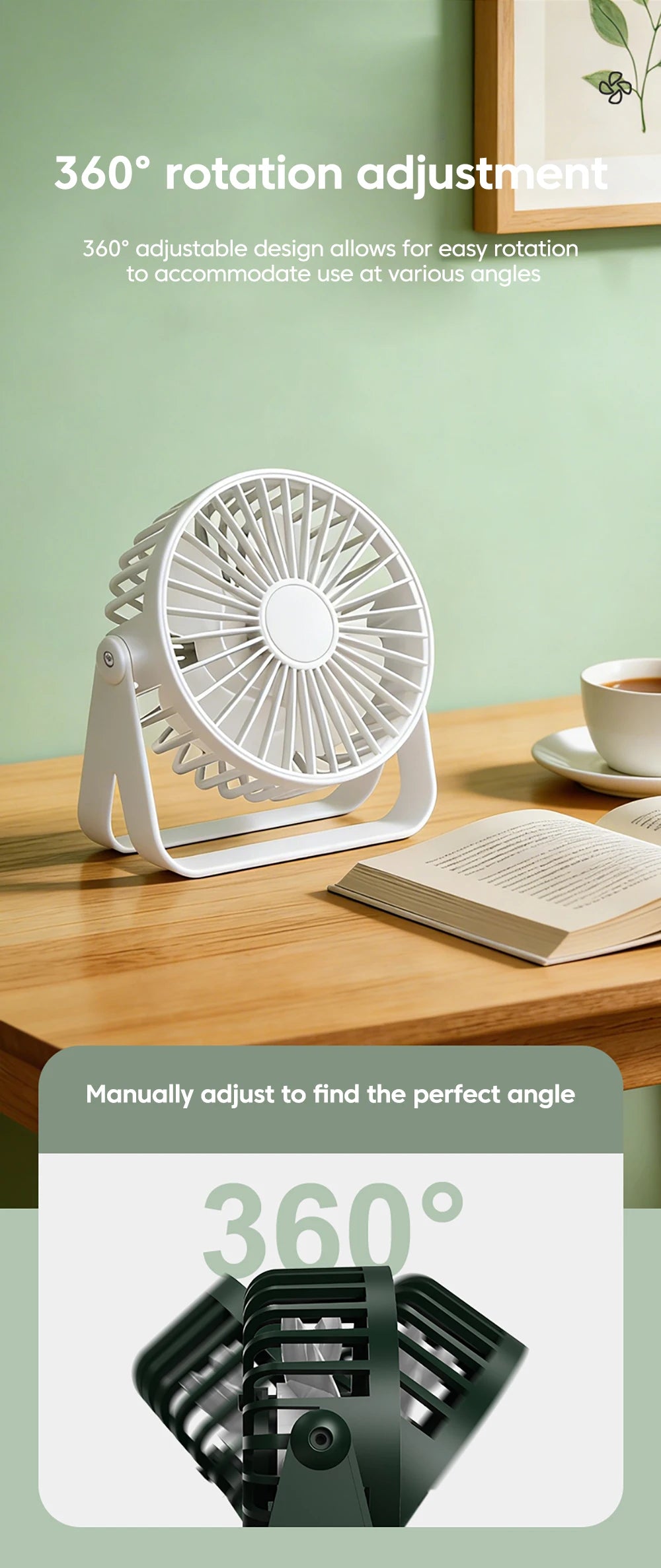 Desk Fan Portable Mini USB Rechargeable Fan Ultra Quiet Suitable For Home Desk Office Student Dormitory Computer Summer
