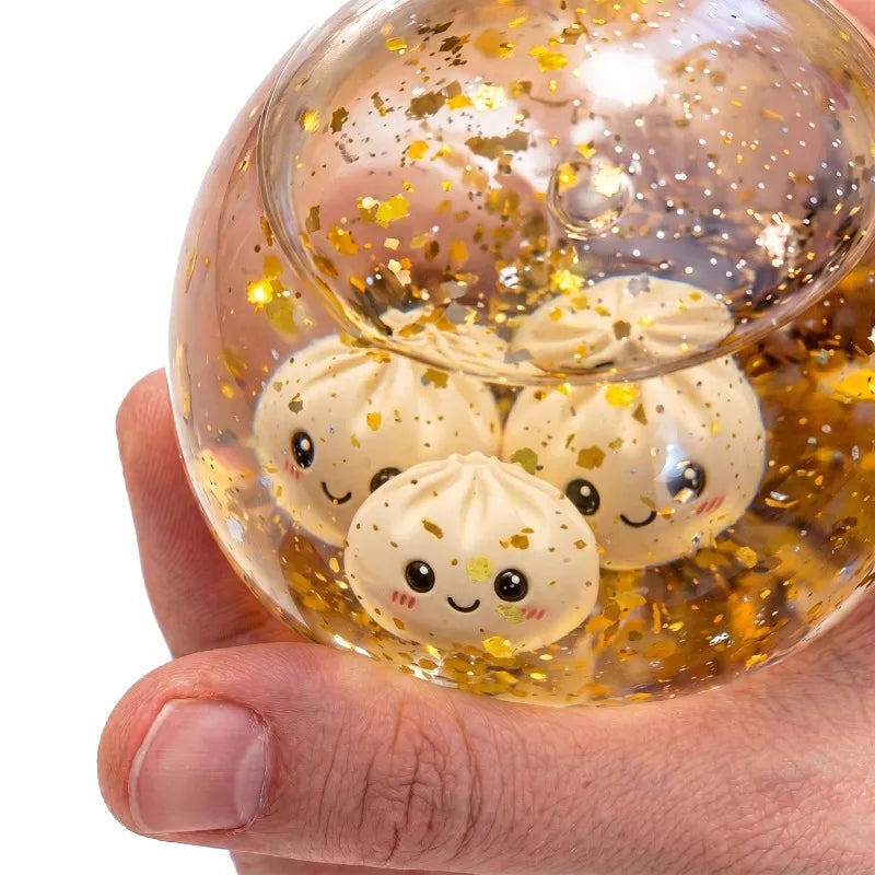 Glitter Dumpling Squishes Stress Balls 2026 Viral Fidget Toy Colorful Simulation Steamed Bun Decompression Toy for Anxiety