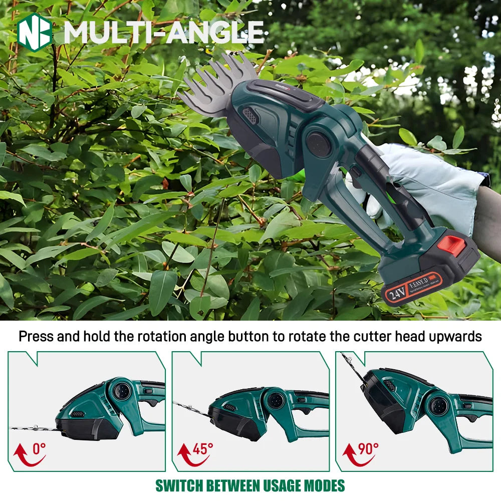 NEWBENY 2 IN 1 Electric Hedge Trimmer Cordless Portable High Power Household Lawn Mower Rechargeable Pruner Weeding Garden Tools