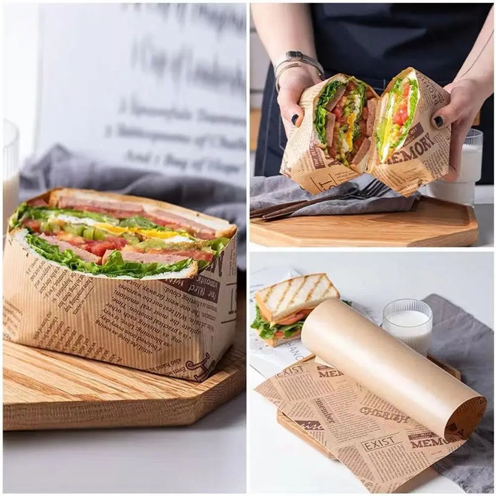 Non-stick Newspaper Style Food Wrappers Paper Wrapping Paper Wrapping Paper Wax Paper Oil-proof Baking Paper Food Packaging