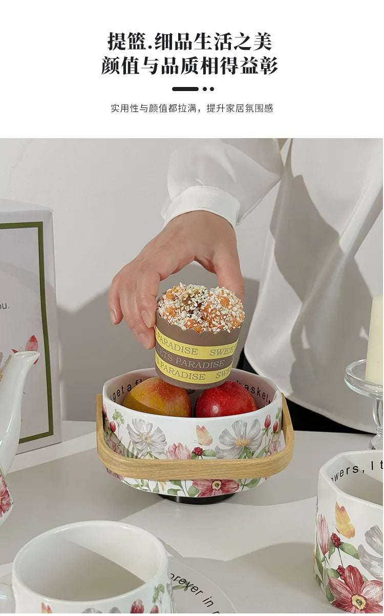 Vintage style coffee cup Breakfast cup teapot Birthday wedding gift afternoon tea set