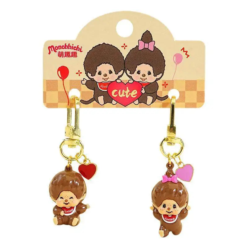 Cartoon Monchhichi Monkey Modeling Mini Cute Doll Backpack Mobile Phone In-Vehicle Pendant Decoration Toys Periphery Fun Gifts