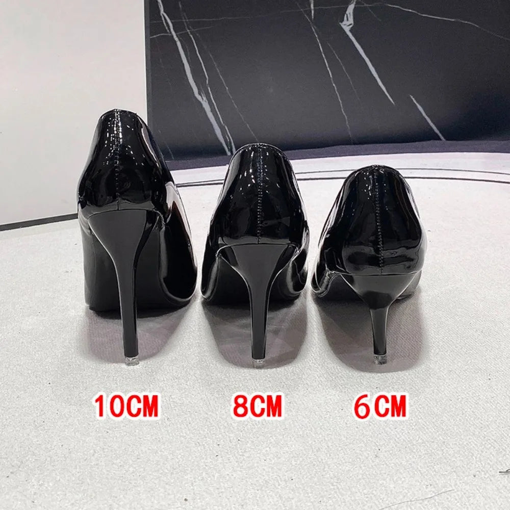 Sexy Black Sole Thin 6cm 8cm 10cm Heel High Heels Classic Style Black Office Work Shoes light Lady Pumps Plus Size 43