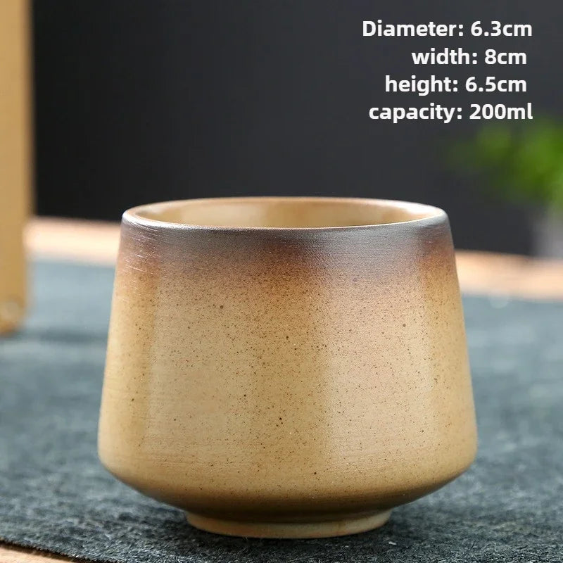 Vintage Japanese Raku Pottery Tea Cup Handcrafted Coarse Ceramic Kung Fu Cup Kiln Glaze Unique Design for Home Use