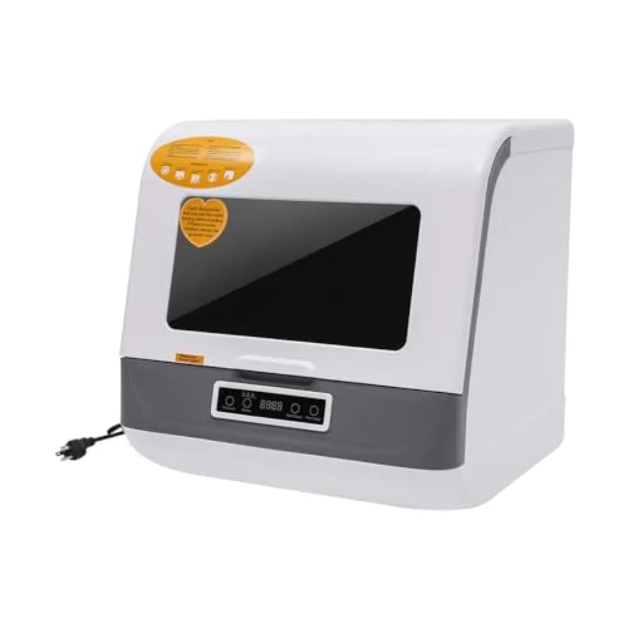 110V 800W Compact Portable Dishwasher with 360 Rotating Spray Mini Countertop Dish Washing Machine in White 3 Washing Programs