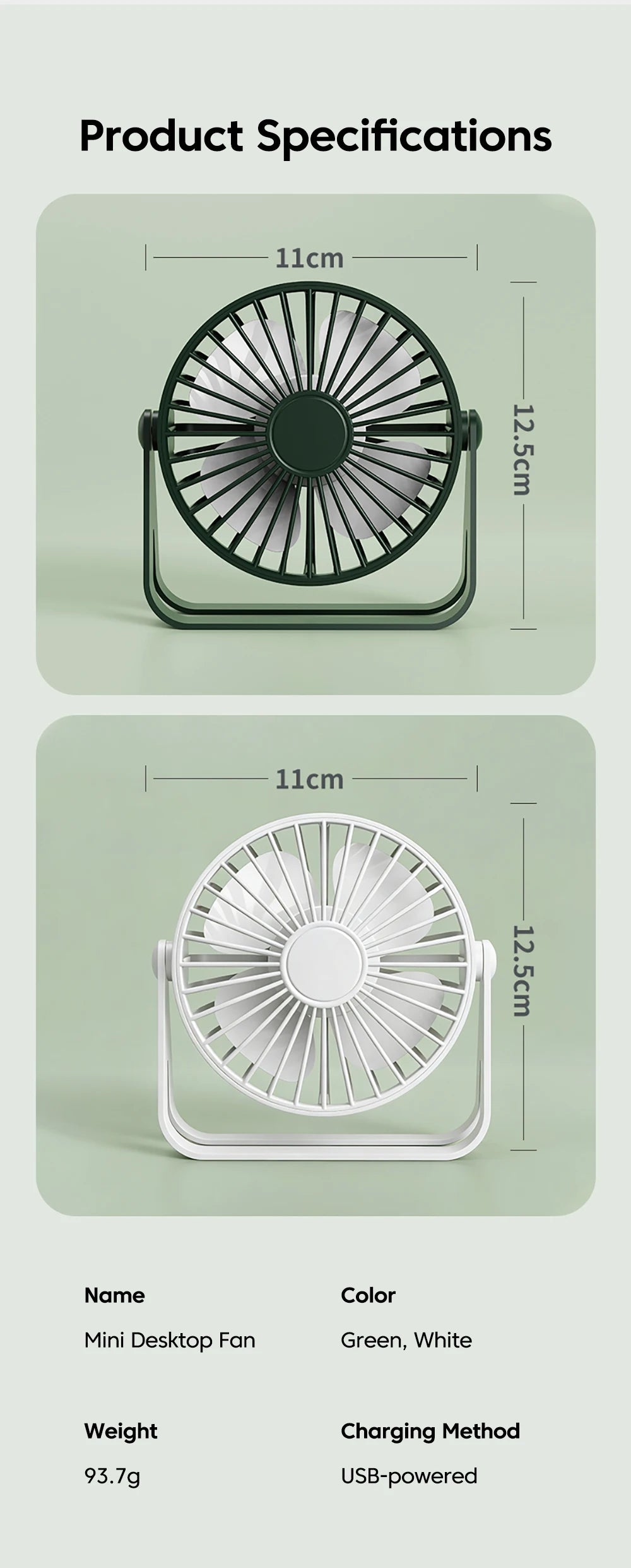 Mini USB Desktop Fan Portable 360° Adjustable Small Fan For Student Dormitory Computer Summer Gadget Home Desk Office