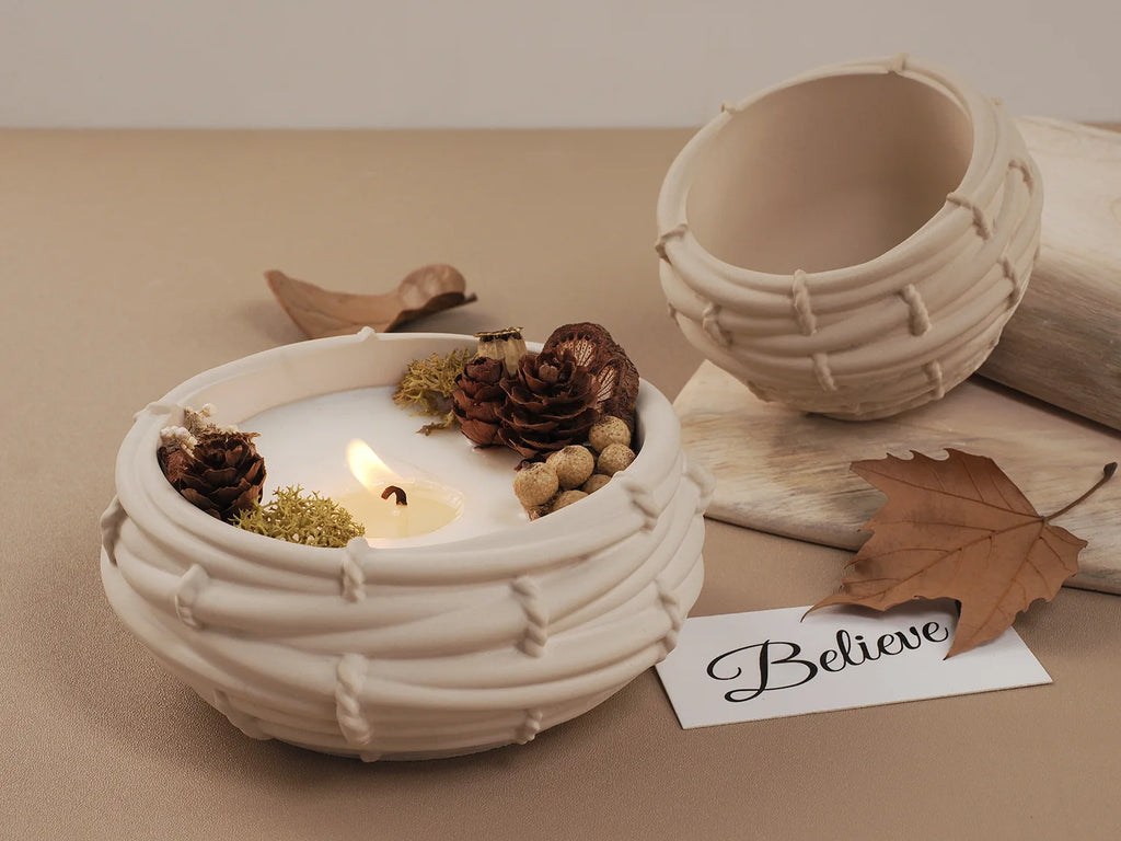 Creative Bamboo Basket Candle Bowl Silicone Mold DIY Bird Nest Flowerpot Concrete Cement Mold Jewelry Storage Tray Craft Casting