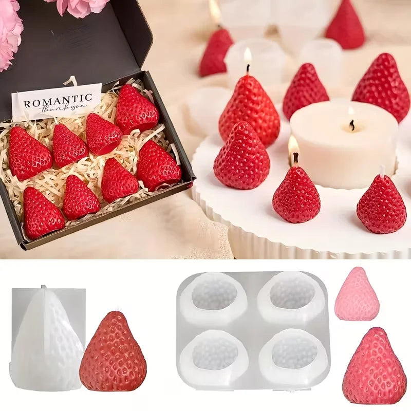 Strawberry Silicone Candle Mold for DIY Aromatherapy Soap Resin Crafts Valentine's Day Wedding Birthday Gift Making