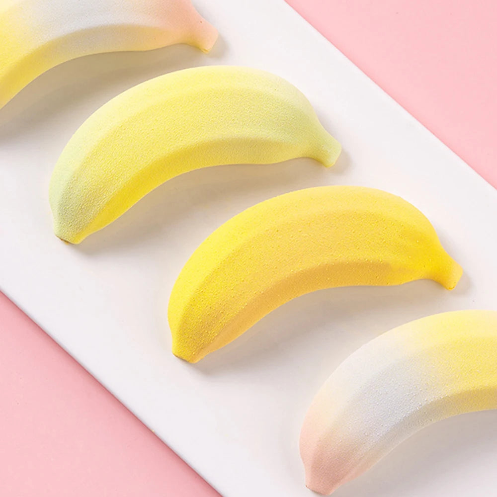 6 or 12 Cells Banana Design Silicone Cake Mold French Fruit Mousse Dessert Bakeware Chocolate Mold Kitchen Baking Tools