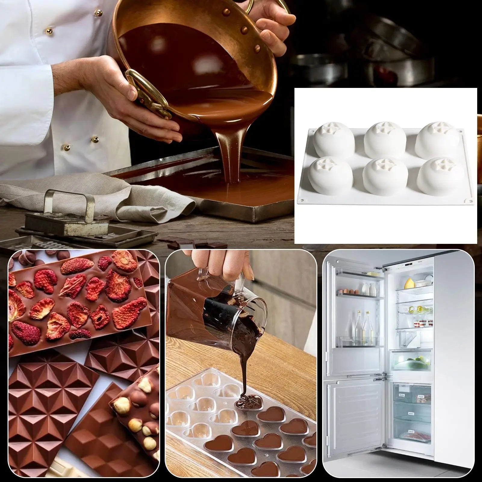 6 Cavity Blueberry Mousse Cake Baking Mold Kitchen Fruit Shaped Dessert Silicone Mold for Chocolate Pudding Dessert Ice Cream
