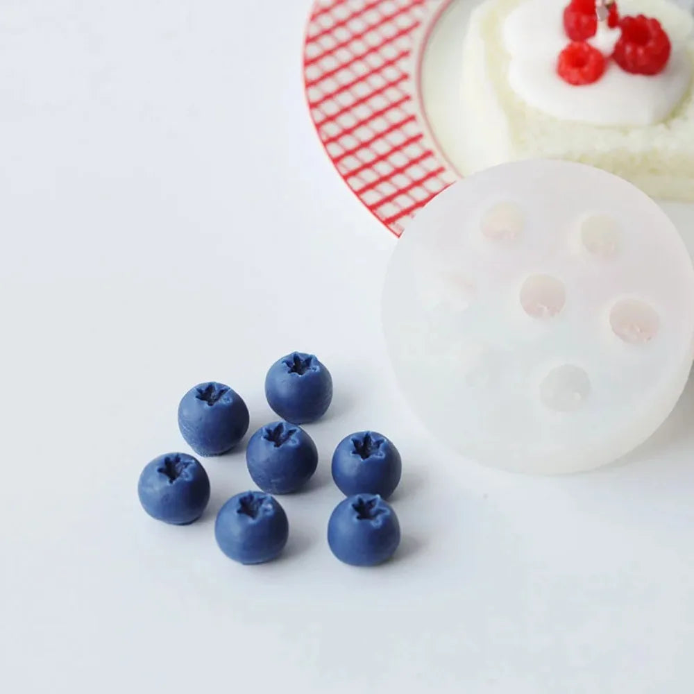 Cute 3D Candle Silicone Mold Simulation Fruit Blueberry Raspberry Shaped Chocolate Mold DIY Cake Decorating Tool Homemade