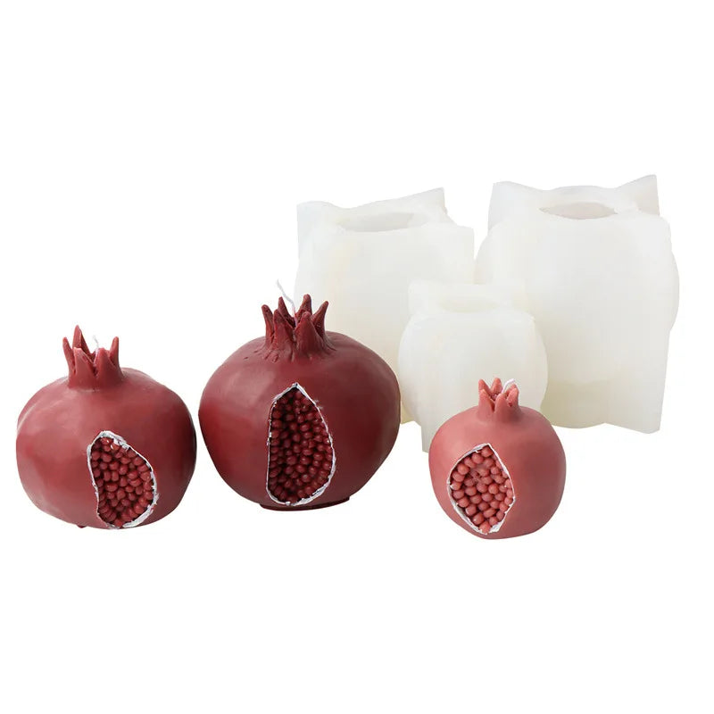 3D Big Red Open Pomegranate Candle Silicone Mold DIY Carving Art Aromatherapy Plaster Cake Decor Mold Home Decoration Gift