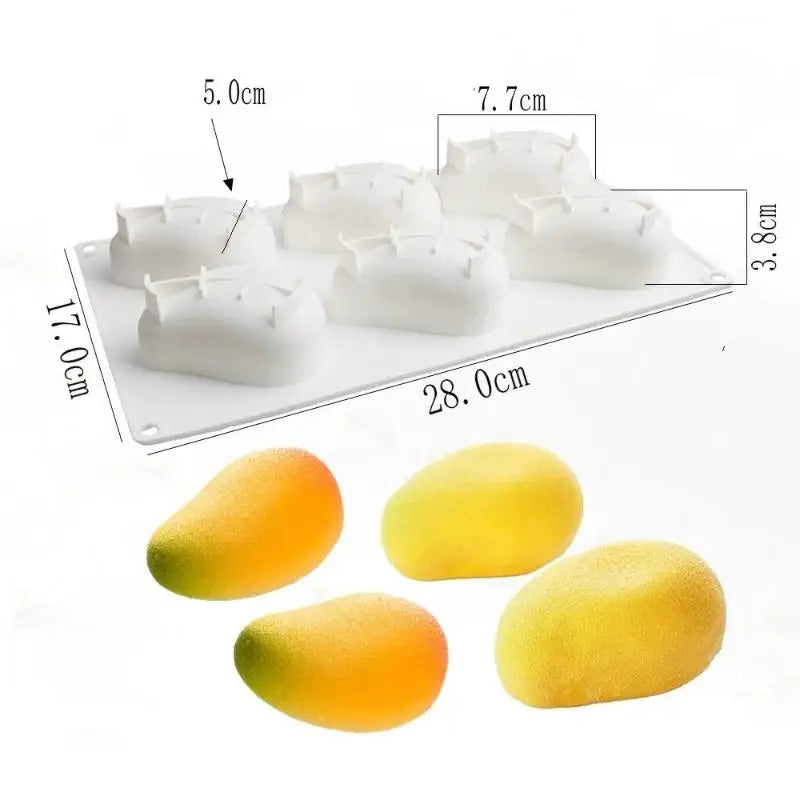 3D Mango-Designed Silicone Cake Mold – Food-Grade Bakeware for Fruit Mousse, Desserts, and Party Pastries