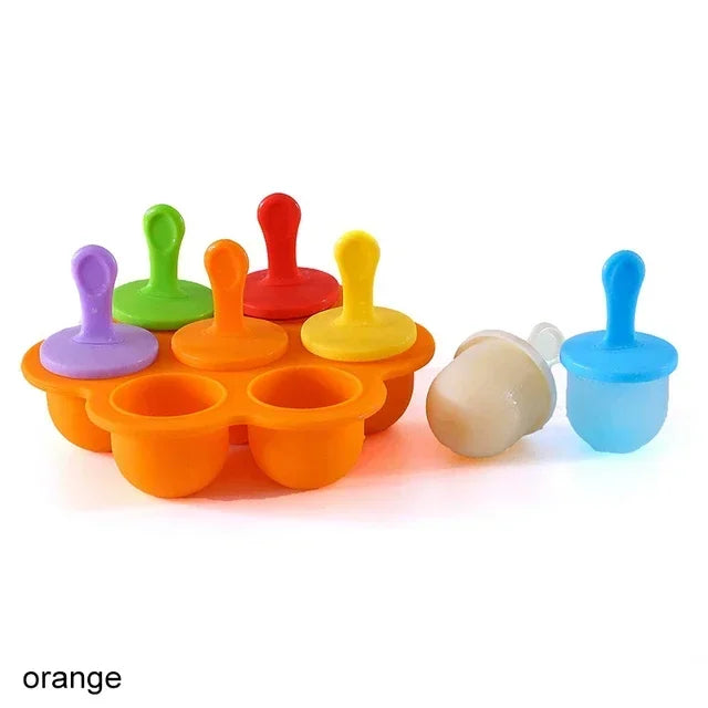 1pc 7 Holes DIY Ice Cream Pops Silicone Mold Ice Cream Ball Maker Popsicles Molds Baby Fruit Shake Home Kitchen Accessories Tool