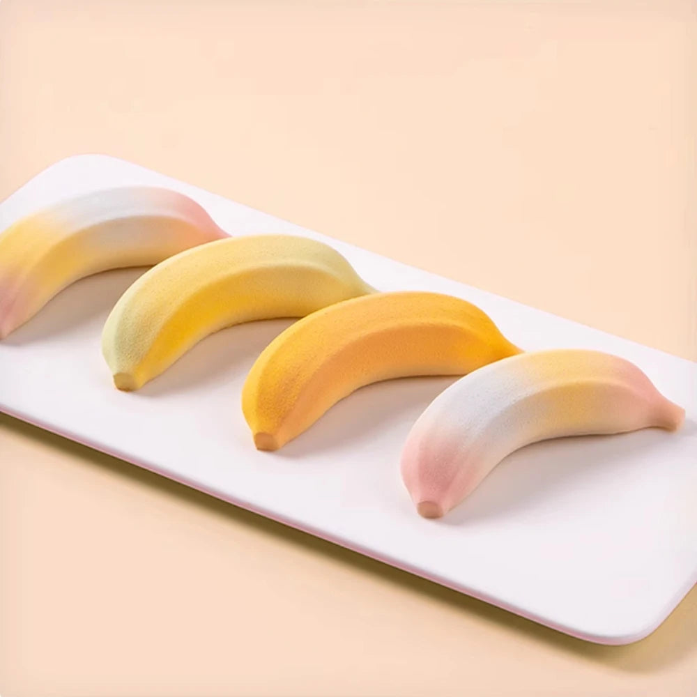 6 or 12 Cells Banana Design Silicone Cake Mold French Fruit Mousse Dessert Bakeware Chocolate Mold Kitchen Baking Tools