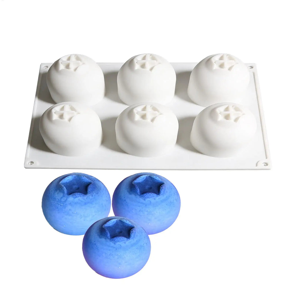 6 Cavity Blueberry Mousse Cake Baking Mold Kitchen Fruit Shaped Dessert Silicone Mold for Chocolate Pudding Dessert Ice Cream