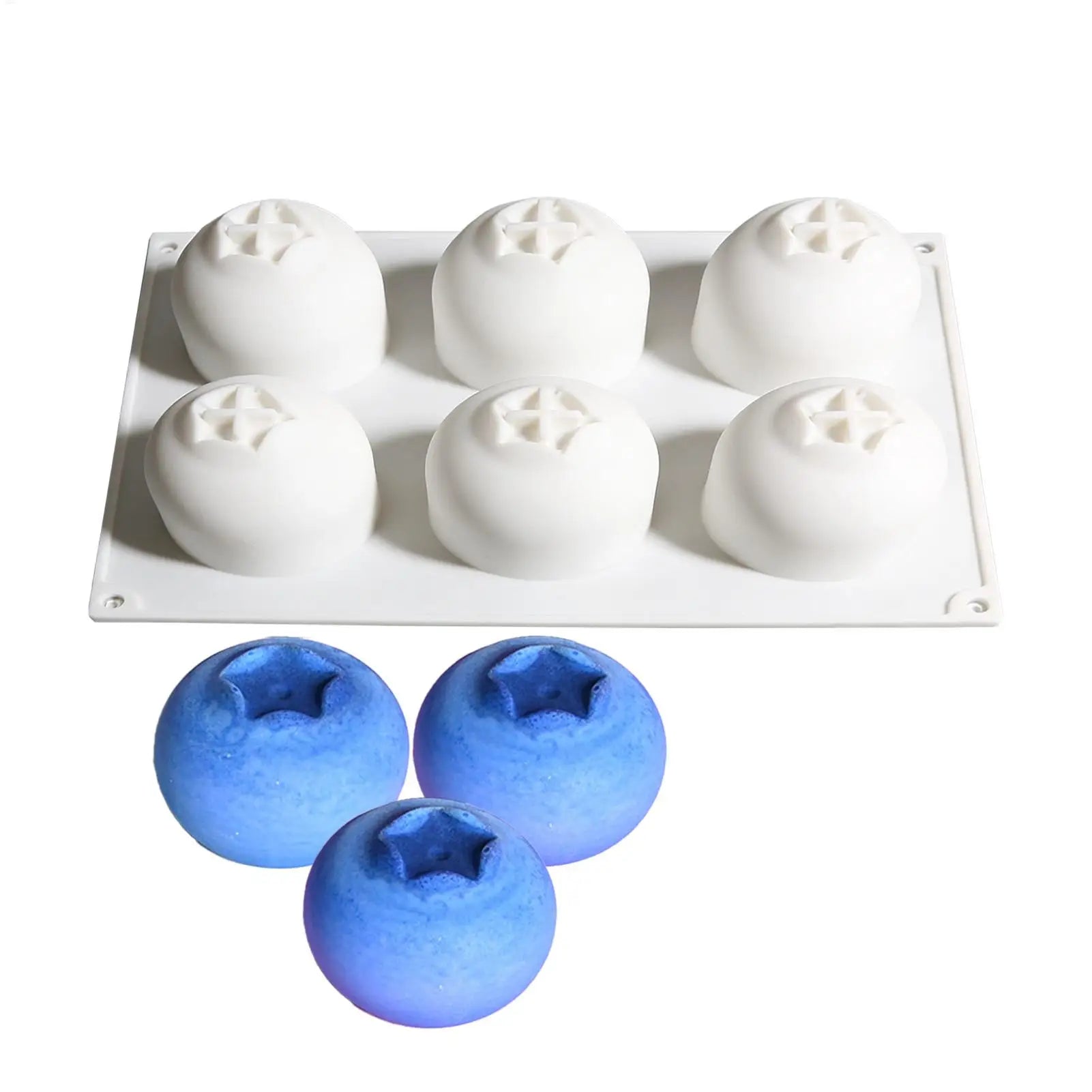 6 Cavity Blueberry Mousse Cake Baking Mold Kitchen Fruit Shaped Dessert Silicone Mold for Chocolate Pudding Dessert Ice Cream