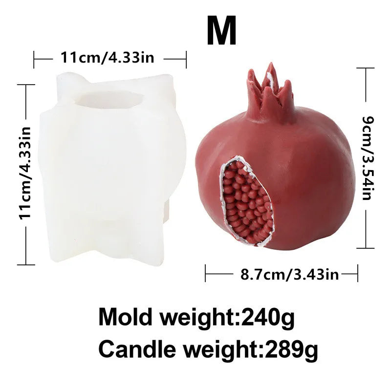 3D Big Red Open Pomegranate Candle Silicone Mold DIY Carving Art Aromatherapy Plaster Cake Decor Mold Home Decoration Gift