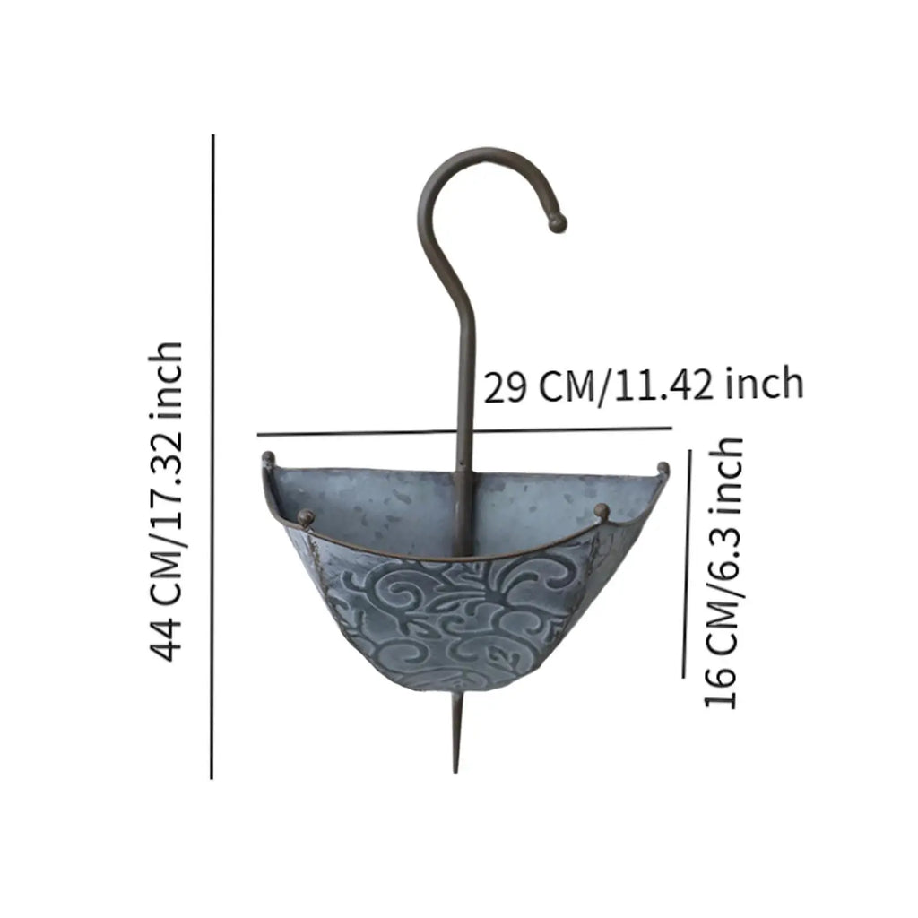 Iron Wall Planter Umbrella Shape Hanging Flowerpot Decorative Garden Decor for Balcony and Courtyard Walls