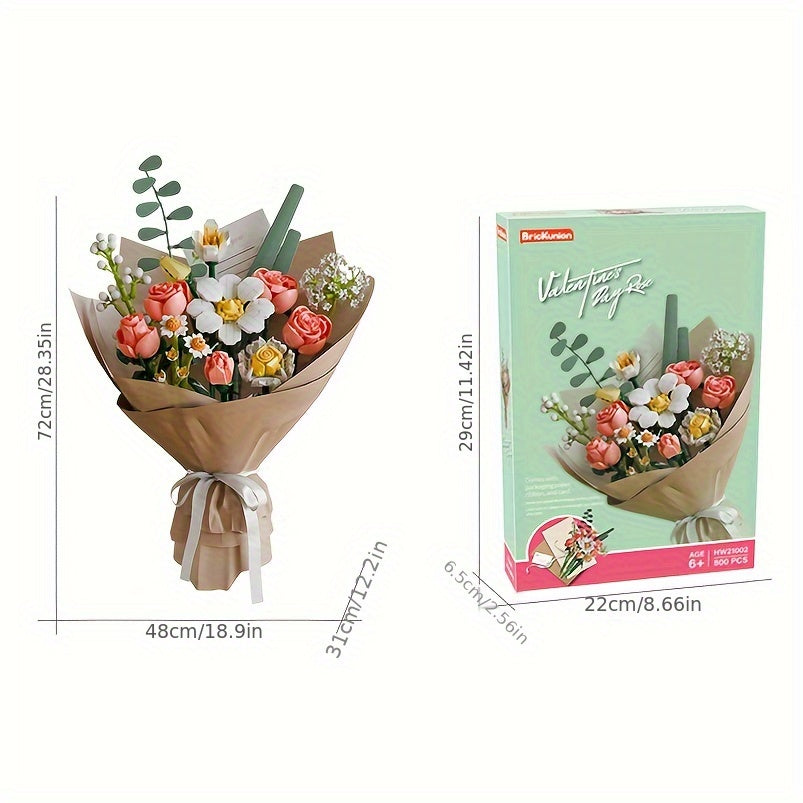 Big Flowers Bouquet Building Blocks Set Flowers Models Home Decor Botanical Collection Bricks Toys for Adults Mother's Day