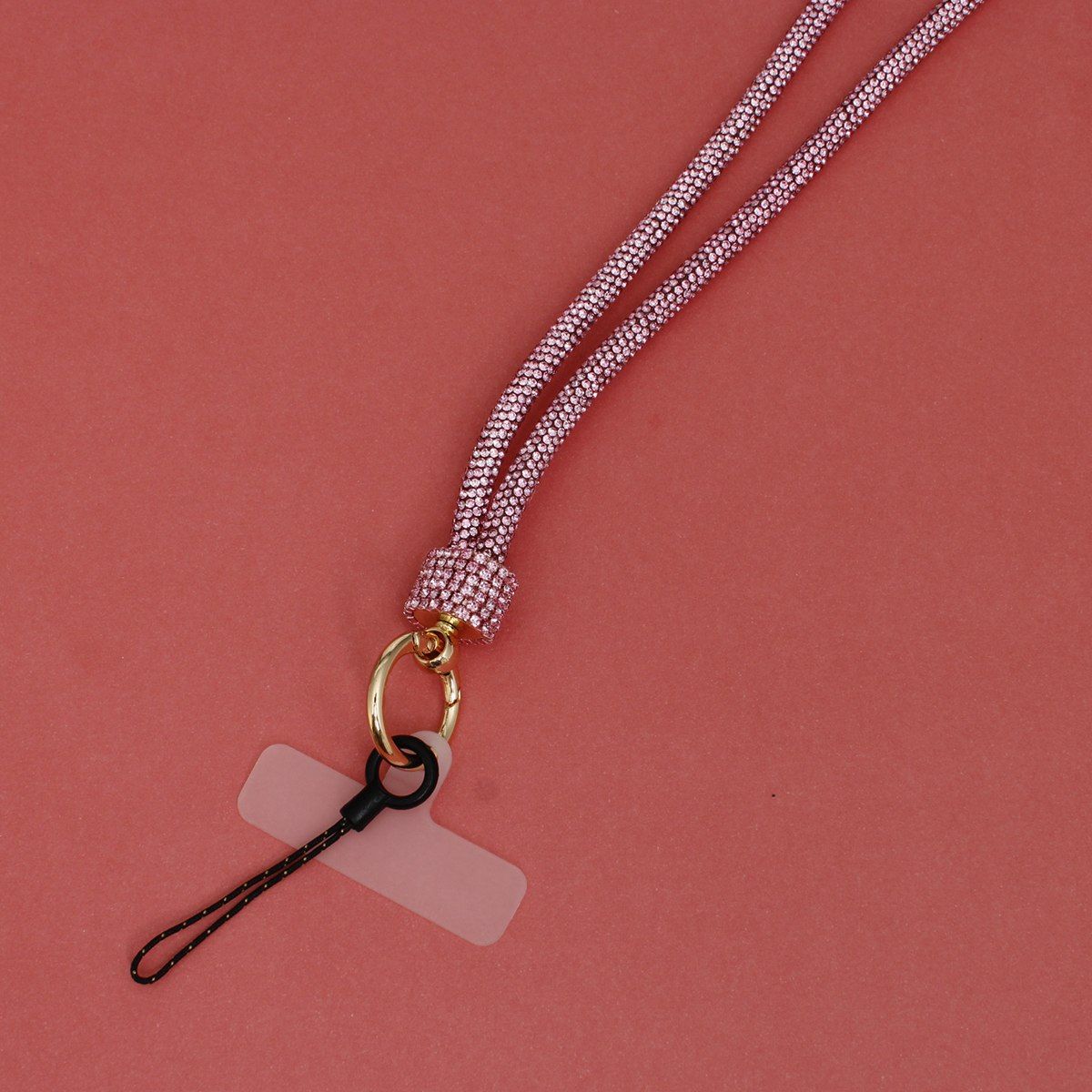 Long Rhinestone Phone Strap Pink Bling Lanyard Stylish Accessory