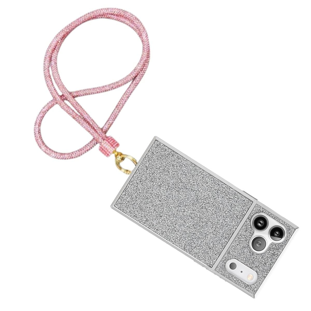 Long Rhinestone Phone Strap Pink Bling Lanyard Stylish Accessory